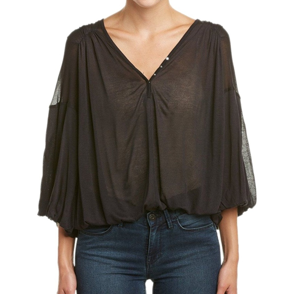 Free People Peaks Island Button V-Neck Blouse XS